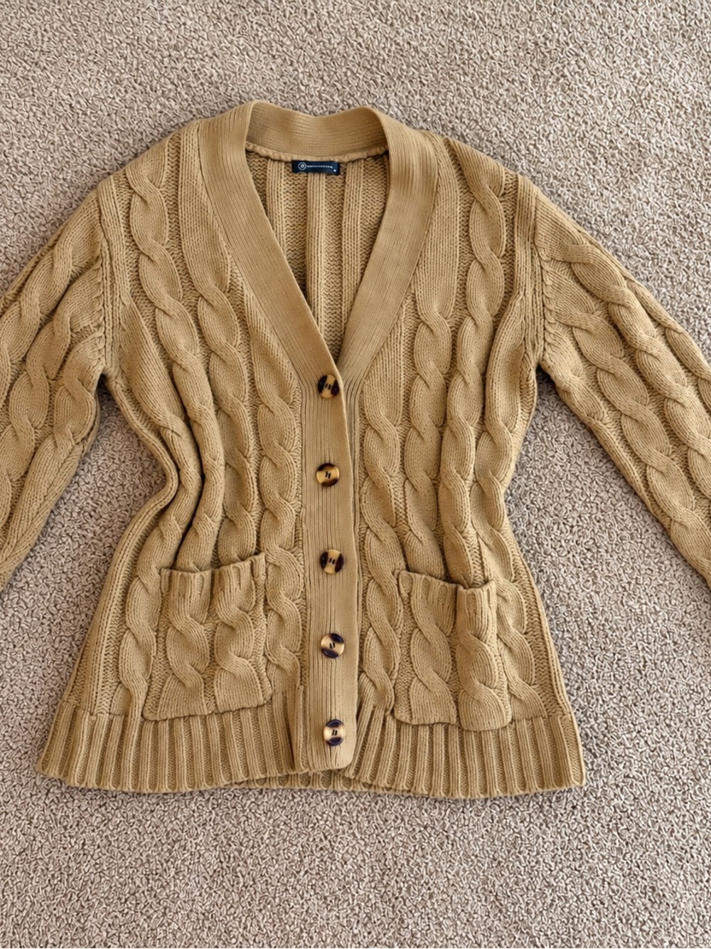 Tan Cable Knit Cardigan – Size M